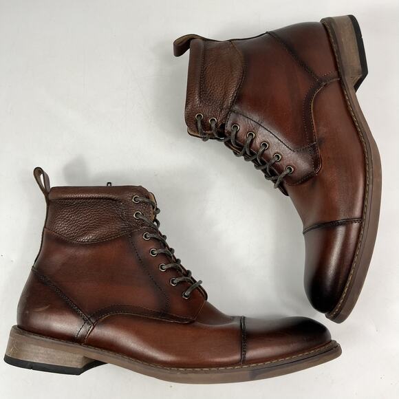 Moretti Black Label Mens Alan Cap Toe Boots Size 13D Cognac Brown Side Zipper main image 13